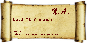 Novák Armanda névjegykártya