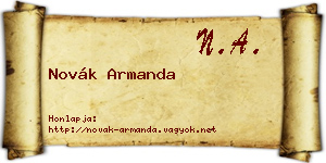 Novák Armanda névjegykártya